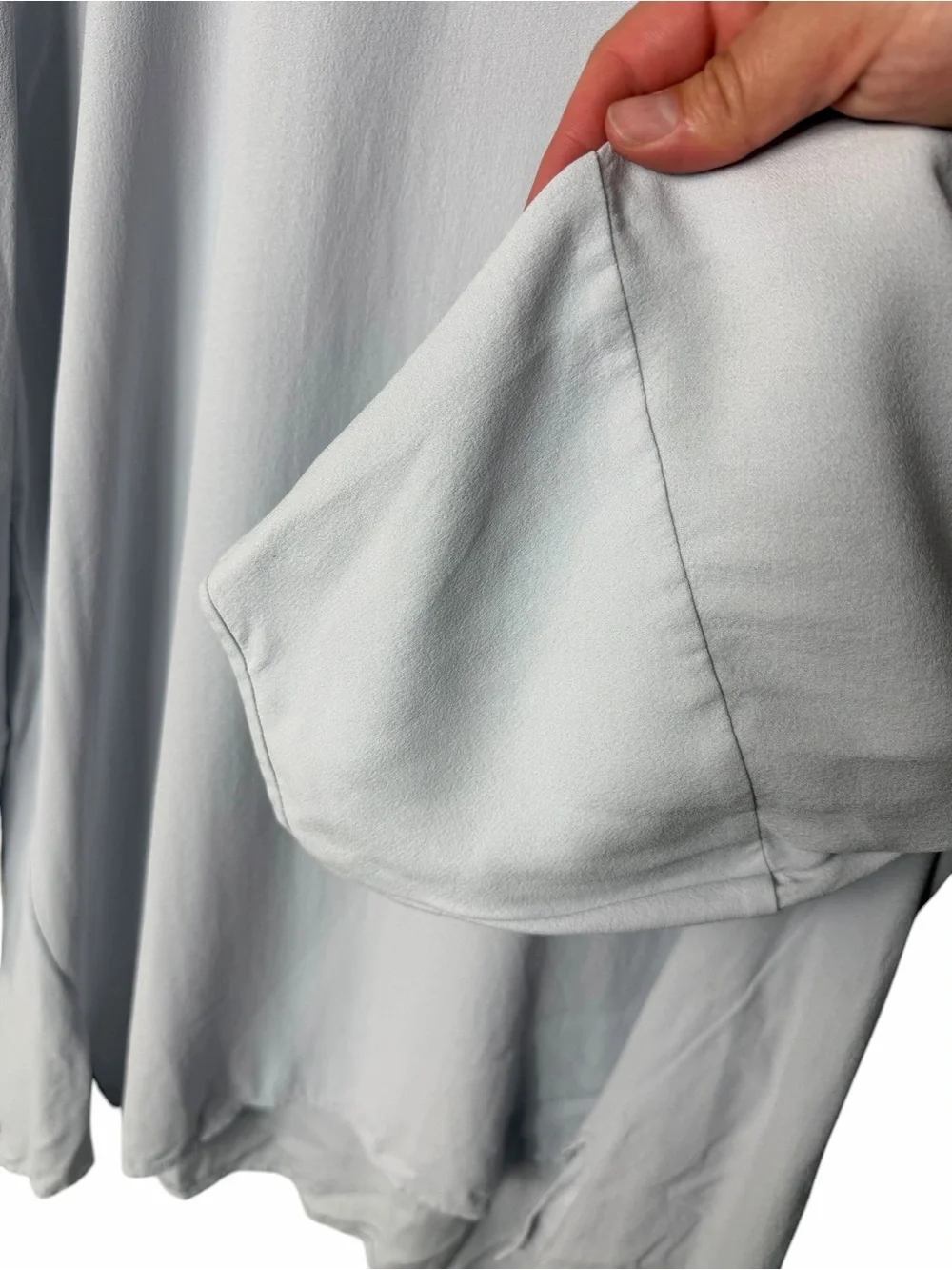 Eileen Fisher System 100% Silk Size XLarge Light Gray Top 3/4 Sleeves Crew Neck